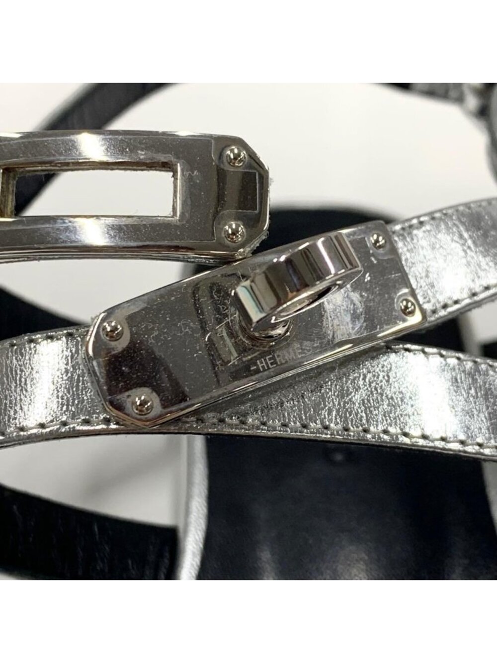 Hermes Transat Leather Kelly Hardware Sandals Silver - Picture 8 of 10